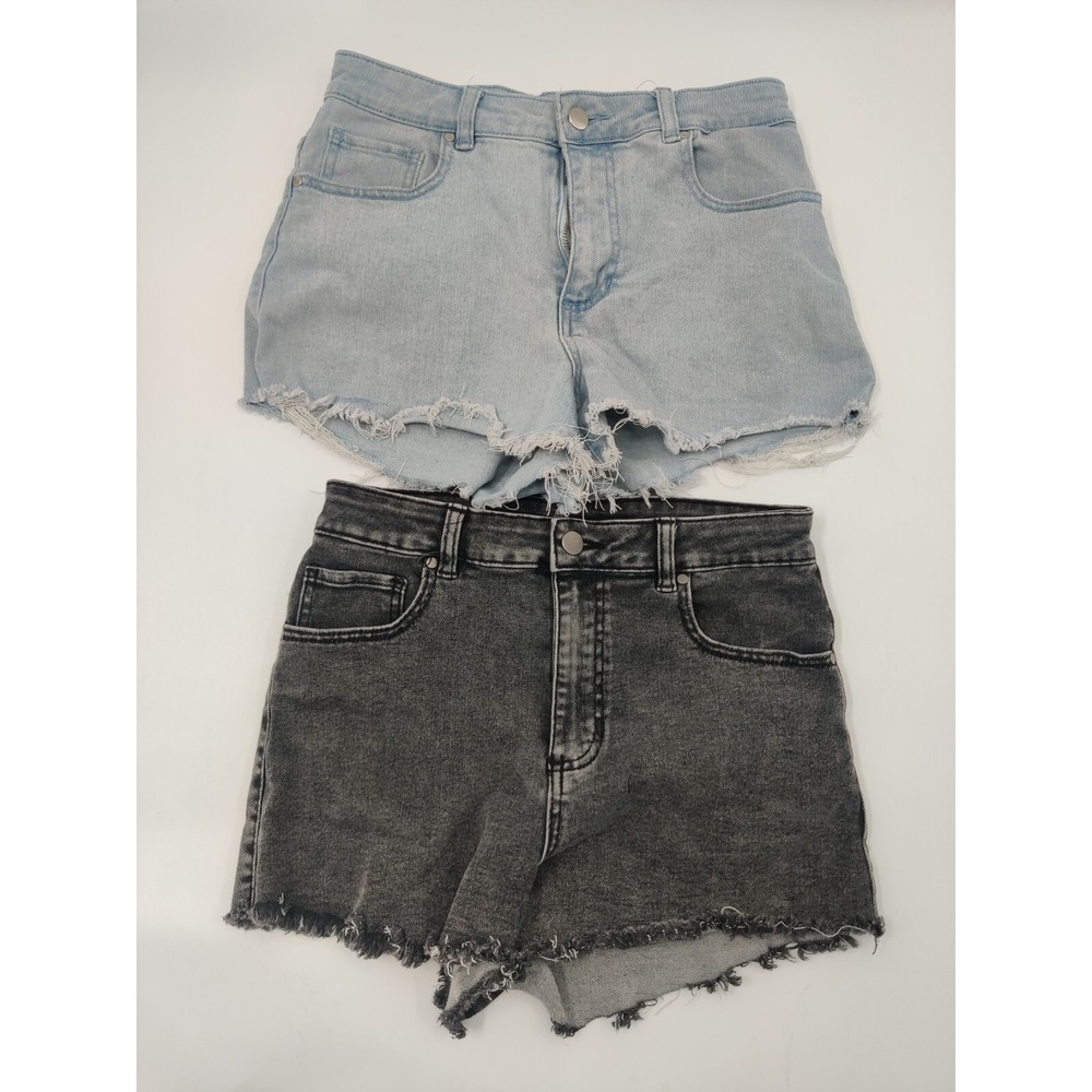 Tezenis Womens High Waisted Denim Shorts Bundle Light Blue Grey Acid Wash Size M
